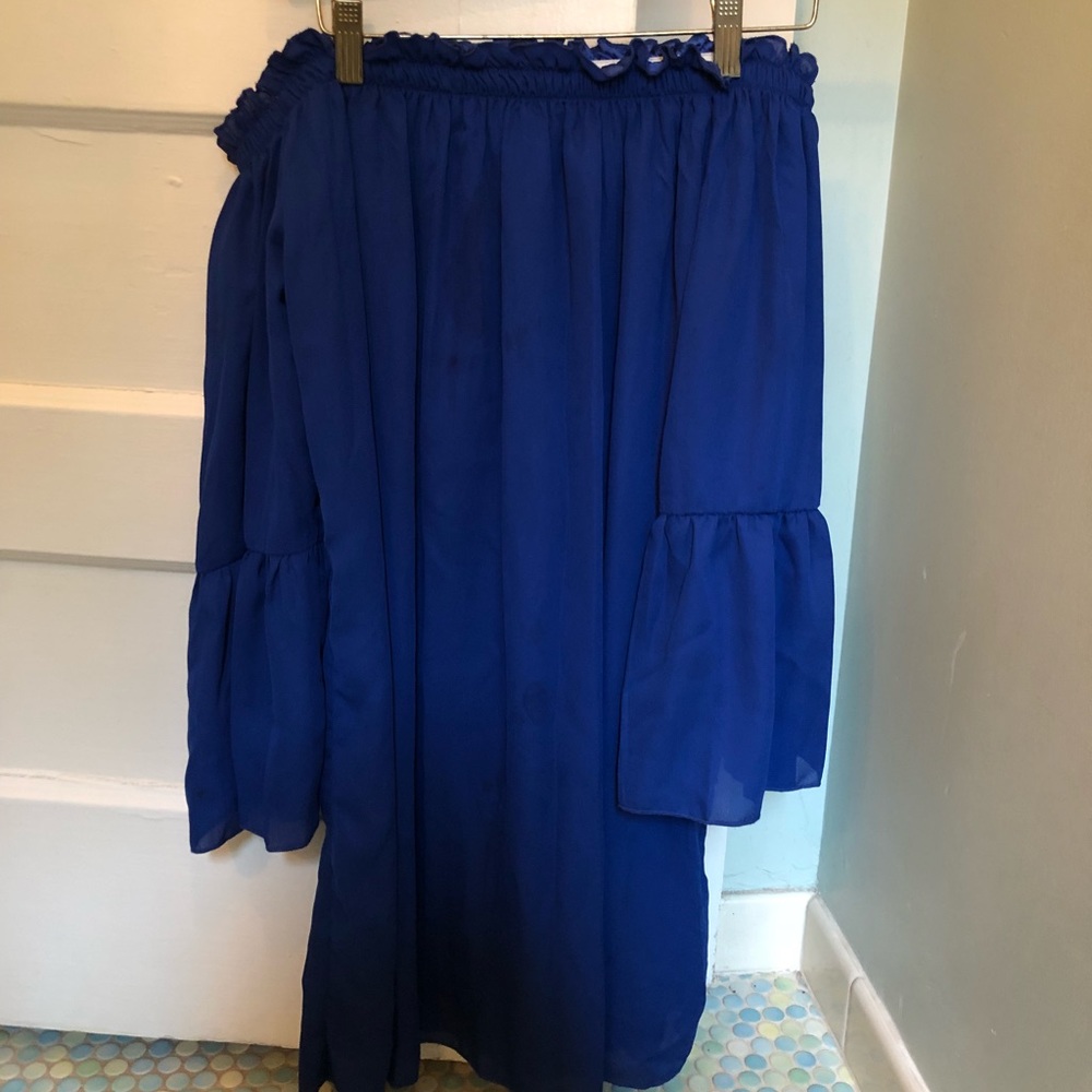 Casual off the shoulder blue dress